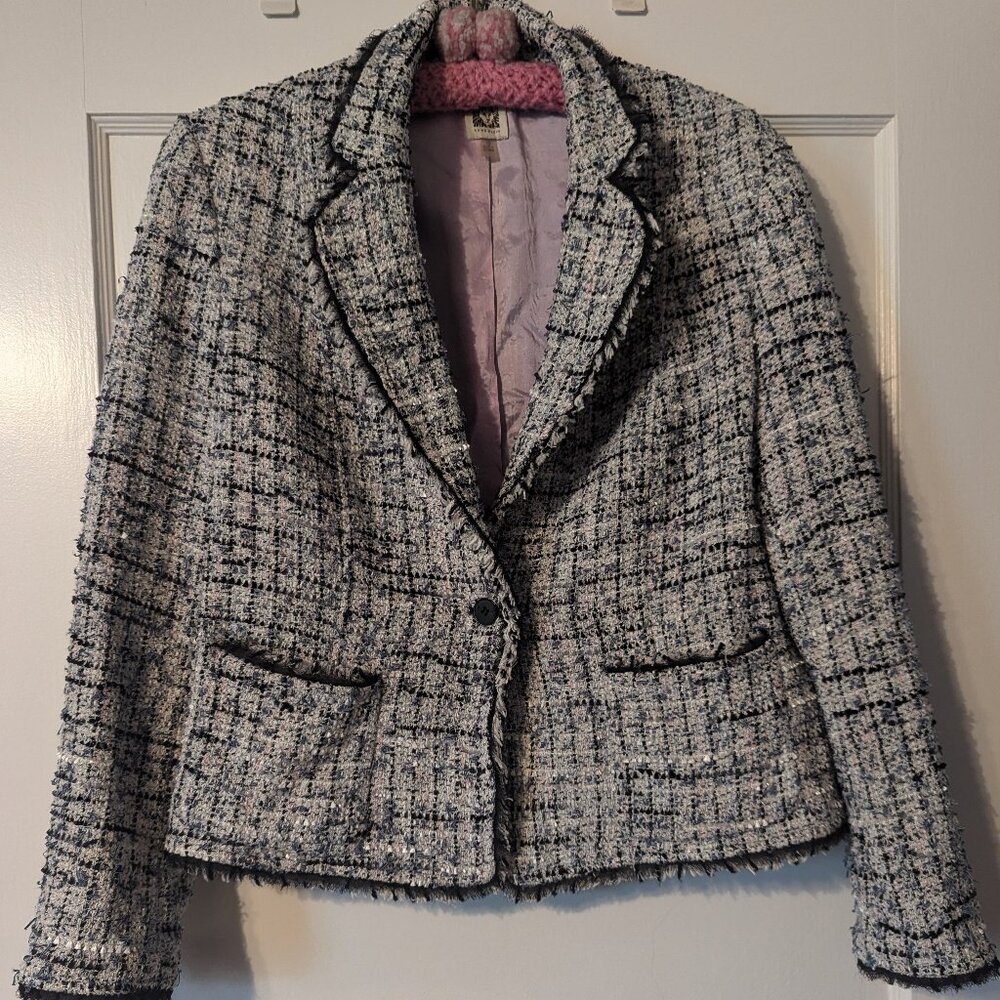 Anne Klein Jacket, Size 12, Gray/Black/White/Pink, SUPER FUN!
